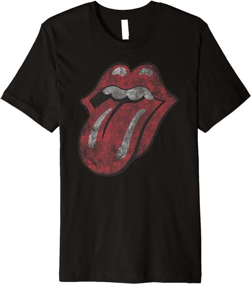 Mens The Rolling Stones Distressed Tongue Premium T-Shirt