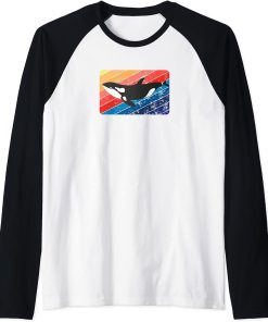 Orca Killer Whale Retro Style Men Women Sea Ocean Lovers Raglan Baseball Tee