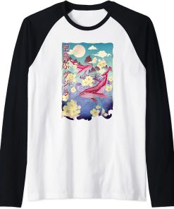 Vintage Mt. Fuji Japanese Shirt - Whales Sea Ocean Raglan Baseball Tee