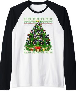 Orca Lover Xmas Lights Ugly Orca Christmas Tree Raglan Baseball Tee