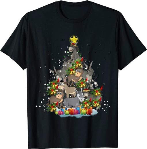 Donkey Christmas Tree Funny Donkey Lover Gifts Xmas Pajamas T-Shirt